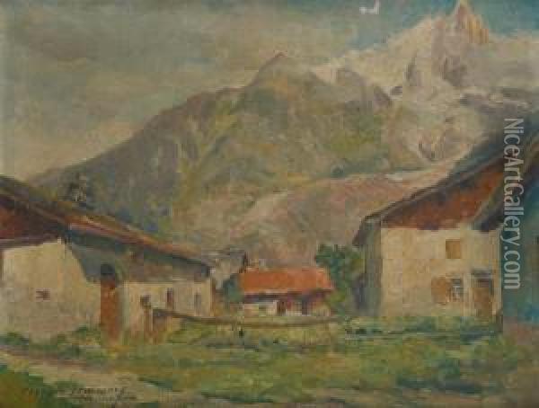 Aiguille Du Dru, Vallee Dechamonix Oil Painting - Georges Lemmers