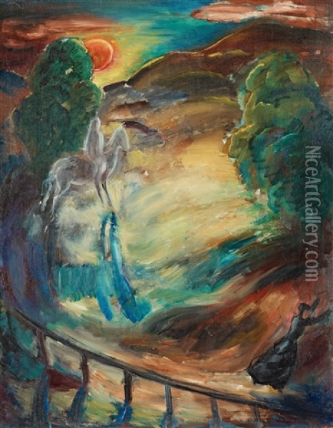 Spokryttaren (goast Rider) Oil Painting - Ewald Dahlskog
