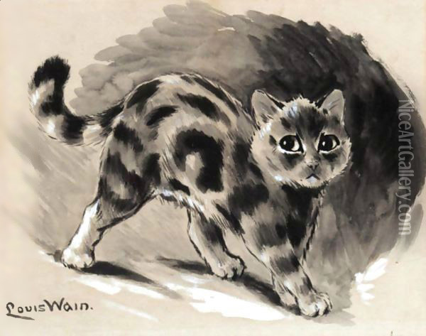 Study Of A Kitten Oil Painting - Louis Wain