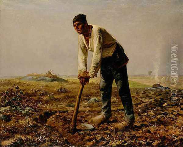 Man With A Hoe Oil Painting - Jean-Francois Millet