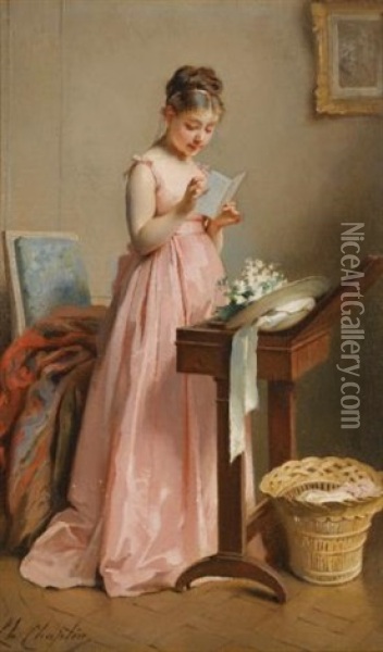 Fille A La Lecture Oil Painting - Charles Joshua Chaplin