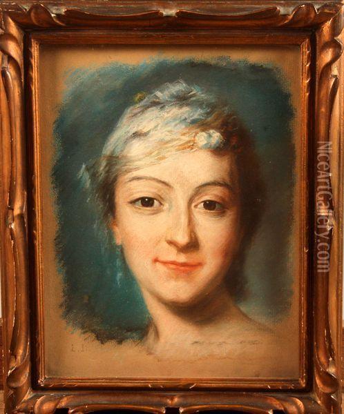Portrait De La Cantatrice Marie Pel Oil Painting - Maurice Quentin de La Tour