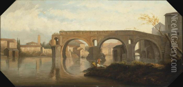 The Ponte Rotto, Rome Oil Painting - Claude-joseph Vernet