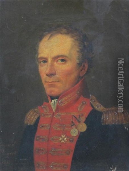 Portrait Of Major General Stephen Gallwey Adye Oil Painting - Edouard Henri Theophile Pingret
