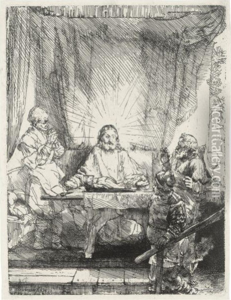 Christ At Emmaus Oil Painting - Rembrandt Van Rijn