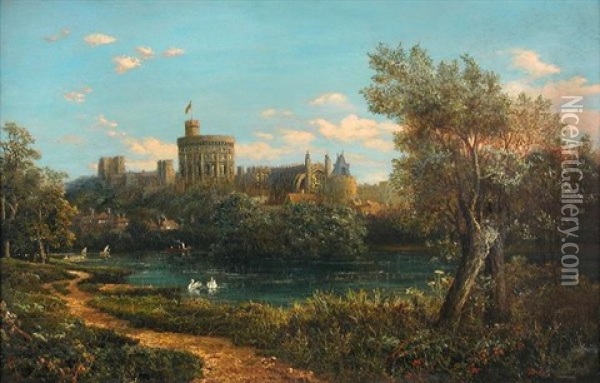 A View Of Windsor Castle Oil Painting - Edmund John Niemann