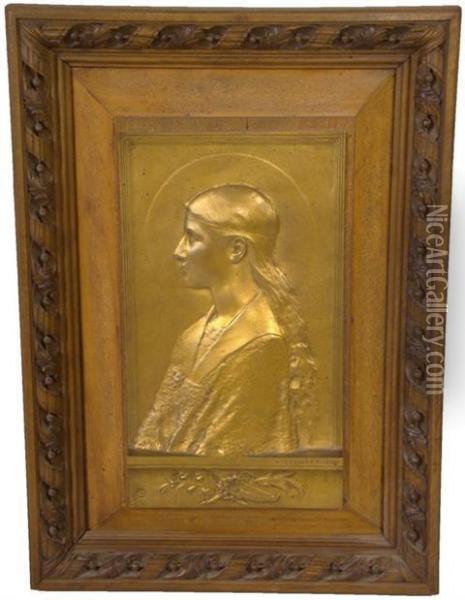 Bronze Bas Relief Of Saint Cecilia Oil Painting - Agathon Leonard