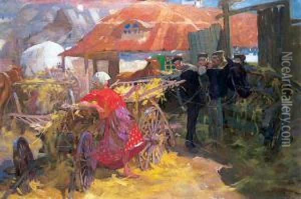 Zaloty, 1907 R. Oil Painting - Stanislaw Bohusz-Siestrzencewicz