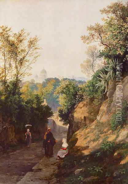 View of Rome 1835 Oil Painting - Karoly, the Elder Marko
