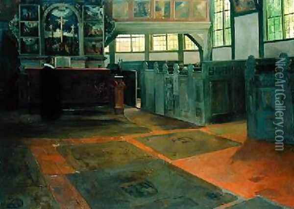 The Church of Allermohe 1895 Oil Painting - Alfred Mohrbutter