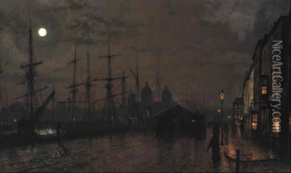 Prince's Dockside, Hull Oil Painting - John Atkinson Grimshaw