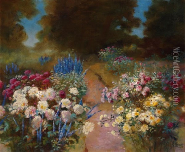 The Garden Path Oil Painting - Frederick M. Fenetti