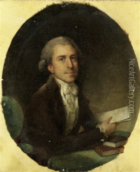 Portrait Of Thomas Henry Davies, Advocate General Of Calcutta, 1751-1792, Seated Half Length Turned To The Right Holding A Document Oil Painting - Arthur William Devis