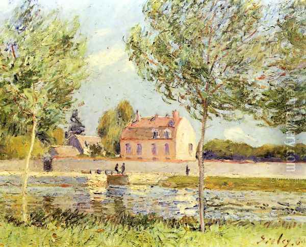 Houses on the bank of Loing Oil Painting - Alfred Sisley