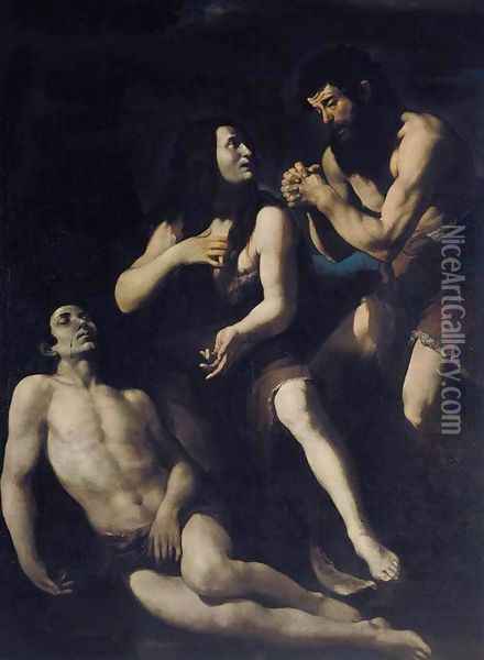 Lamentation of Adam and Eve on the Dead Abel Oil Painting - Giovanni Battista Caracciolo