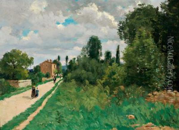 Auf Der Landstrase Oil Painting - Gustave Karcher