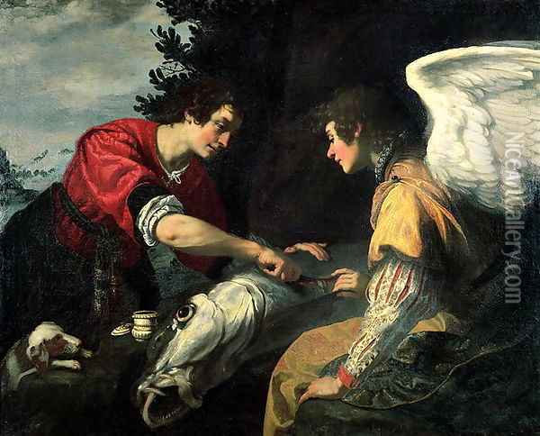 Tobias and the Archangel Raphael Oil Painting - Jacopo Vignali