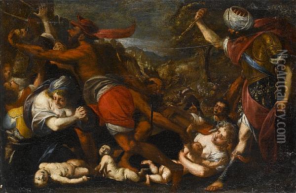 The Massacre Of The Innocents Oil Painting - Giovan Battista Discepoli Lo Zoppo Da Lugano
