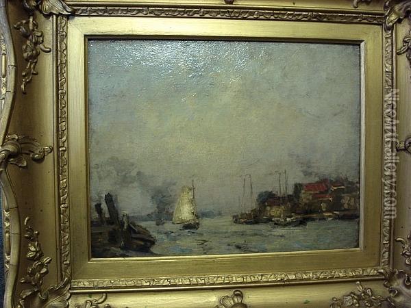 River Scene Oil Painting - James Campbell Noble