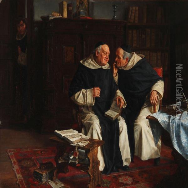 Two Monks In Conversation Oil Painting - Carl Goebel