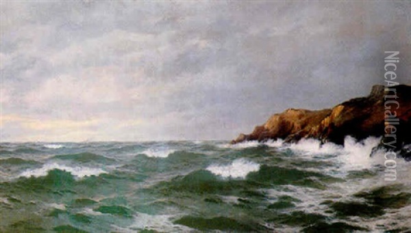 A Rugged Coast Oil Painting - David James