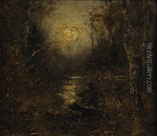 Moonlight Reflecting On Water Oil Painting - Homer Dodge Martin