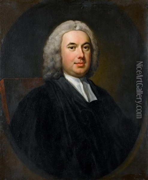 Portrait Of John Huyshe In Clerical Robes Oil Painting - Thomas Hudson