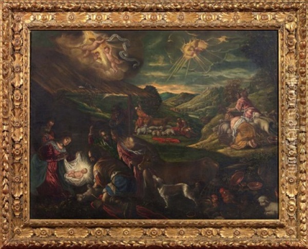 Nativita Oil Painting - Jacopo dal Ponte Bassano