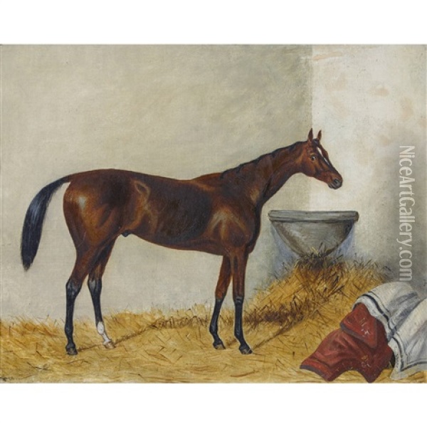 Brauner Im Stall Oil Painting - Claude Lorraine Ferneley