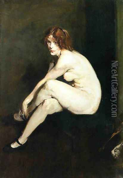 Nude Girl Miss Leslie Hall Oil Painting - George Wesley Bellows