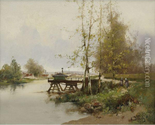 The Pond At The Edge Of The Village Oil Painting - Eugene Galien-Laloue
