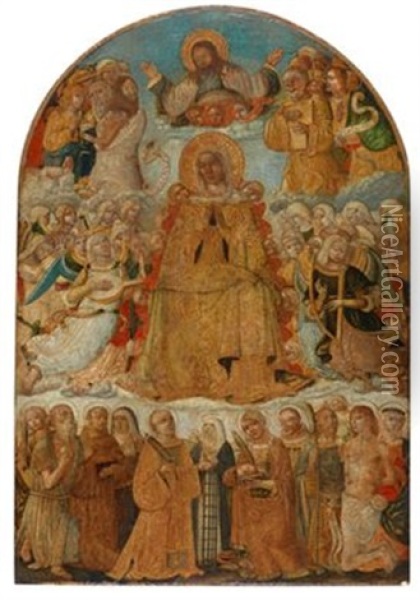 Die Gemeinschaft Der Heiligen Als Furbitter Vor Der Muttergottes Oil Painting - Guidoccio di Giovanni Cozzarelli