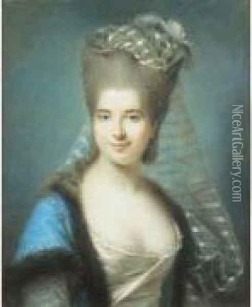 Portrait De Madame Antoine Seguier, Nee Vastal. Oil Painting - Johann Ernst, Julius Heinsius