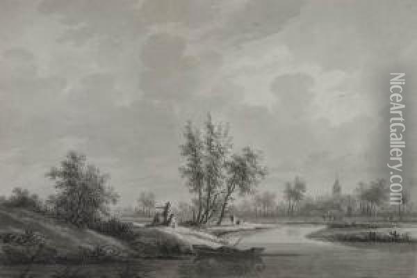 Canal Scene Near Vleuten Oil Painting - Nicolaes Wicart