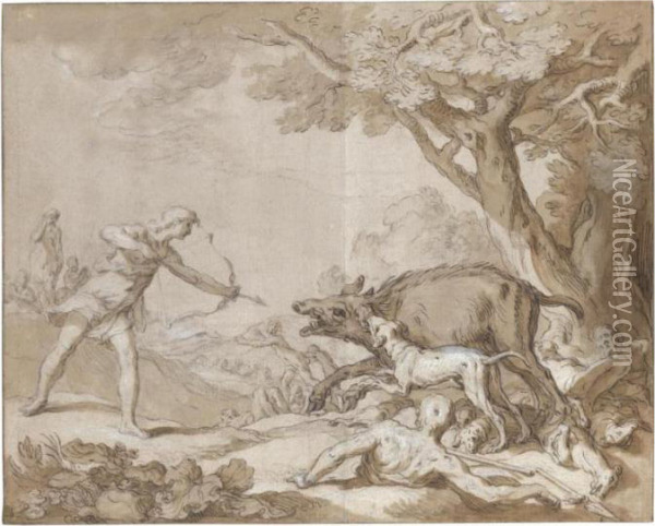 The Hunting Of The Calydonian Boar Oil Painting - Abraham Bloemaert