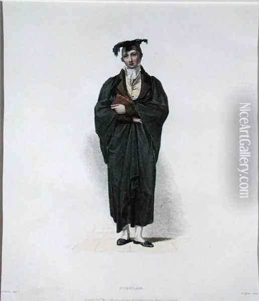 Scholar, engraved by J. Agar, published in R. Ackermanns History of Oxford, 1814 Oil Painting - Thomas Uwins