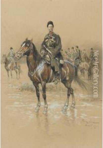 Officier Russe A Cheval Oil Painting - Georges Bertin, Dit Scott De Plagnolles