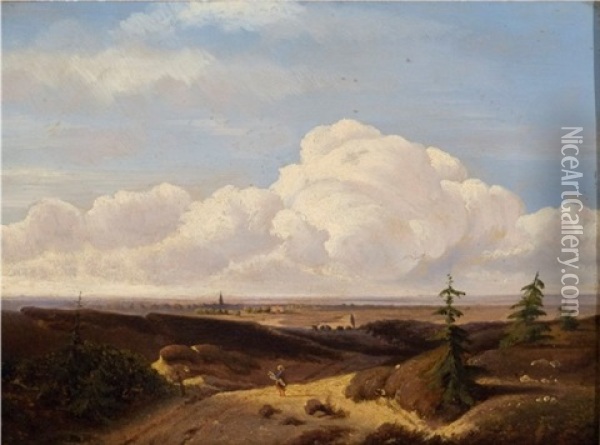 Landscape With Figure In Road Oil Painting - Jan Evert Morel the Elder