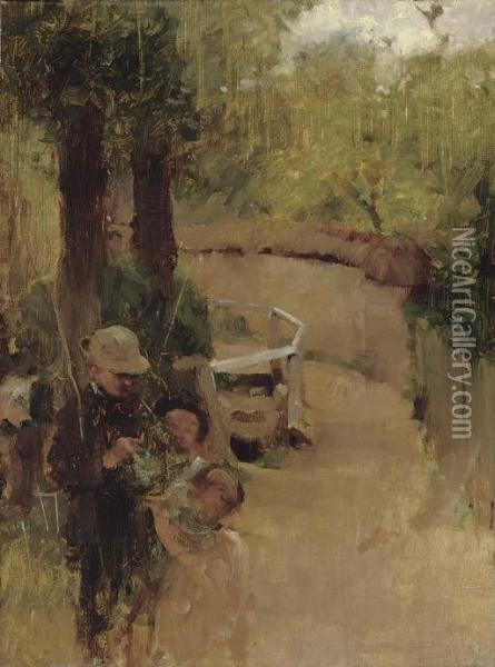 The Young Anglers Oil Painting - Walter Frederick Osborne