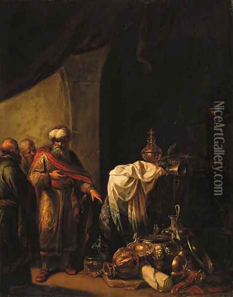 Croesus showing his riches to Solon Oil Painting - Willem De Poorter