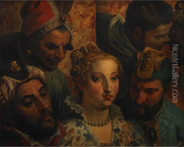 Heads From The Marriage At Cana (after Paolo Veronese) Oil Painting - Eugene Delacroix