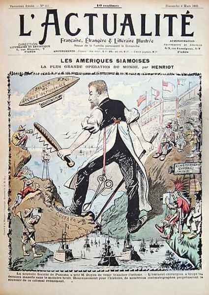 Caricature on the Construction of the Panama Canal and the Media Coverage surrounding it cover of LActualite magazine Oil Painting - Maigrot Henri known as Henriot