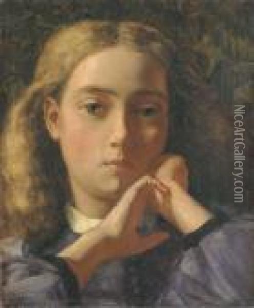 Portrait Of Mary De Morgan (?) Oil Painting - Evelyn Pickering De Morgan