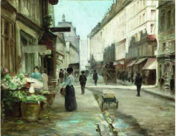 Scene De Rue A Paris Oil Painting - Victor-Gabriel Gilbert