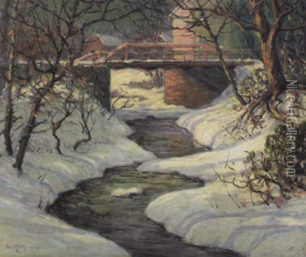 A Winter Stream Oil Painting - Walter Koeniger
