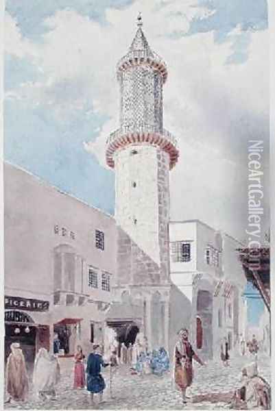 The Minaret of the Mosque on Rue de Chartres and Rue Bab-Azoun Oil Painting - Theodore Leblanc