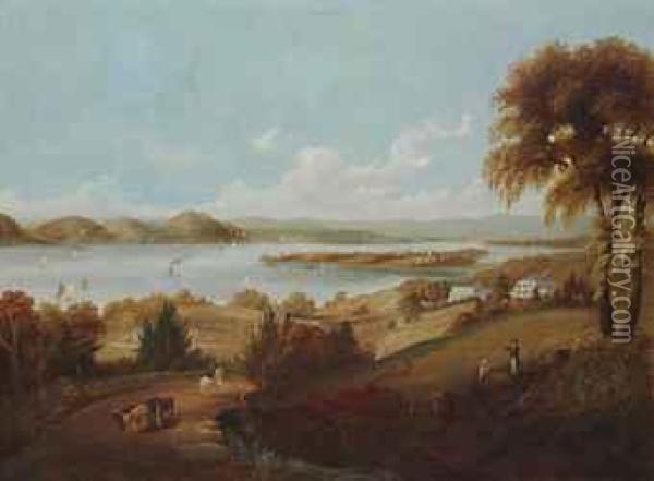 View Of Croton Point From Sing Sing, New York Oil Painting - Robert Ii Havell