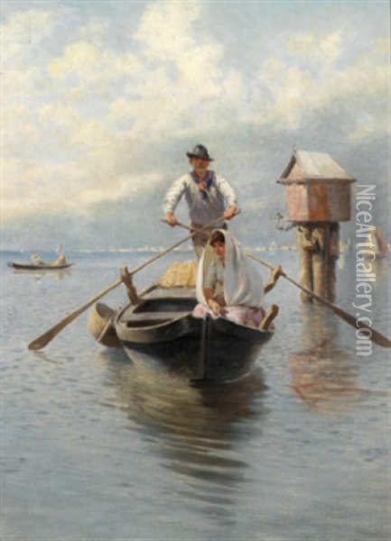 Fischerboot In Der Lagune Von Venedig Oil Painting - Franz Leo Ruben