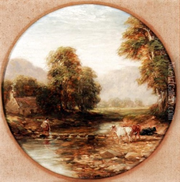Stepping Stones Oil Painting - David Cox the Elder