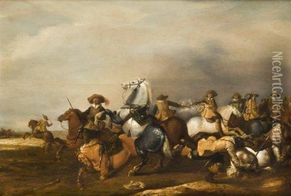 Escarmouche De Cavalerie Oil Painting - Abraham van der Hoef